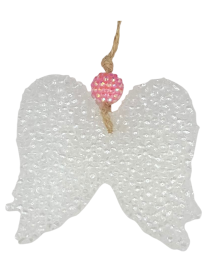 Beaded Angel Wings Freshie - Clean Cotton