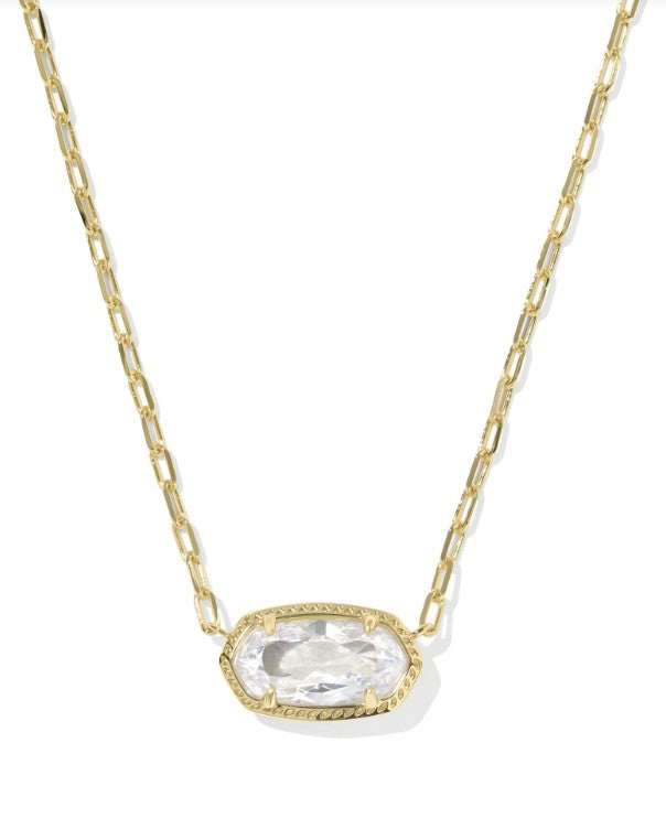 9608890997 Kendra Scott Elisa Luxe Short Necklace in Gold White Cubic Zirconia