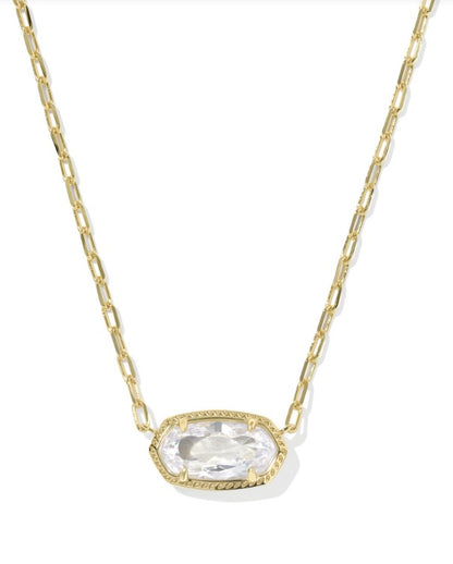 9608890997 Kendra Scott Elisa Luxe Short Necklace in Gold White Cubic Zirconia