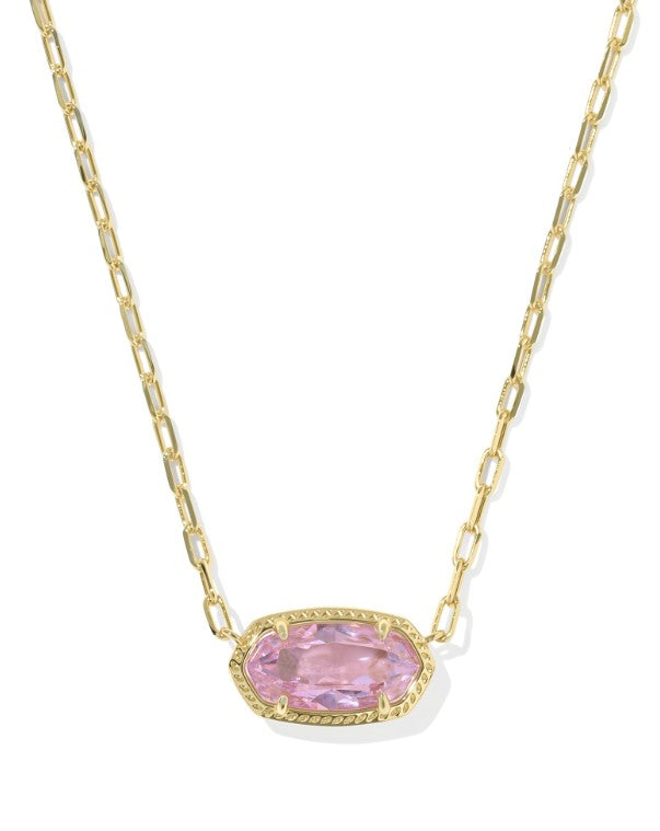 9608890087 Kendra Scott Elisa Luxe Short Necklace Gold Light Pink Cubic Zirconia