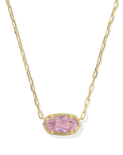 9608890087 Kendra Scott Elisa Luxe Short Necklace Gold Light Pink Cubic Zirconia