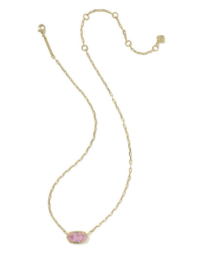 9608890087 Kendra Scott Elisa Luxe Short Necklace Gold Light Pink Cubic Zirconia