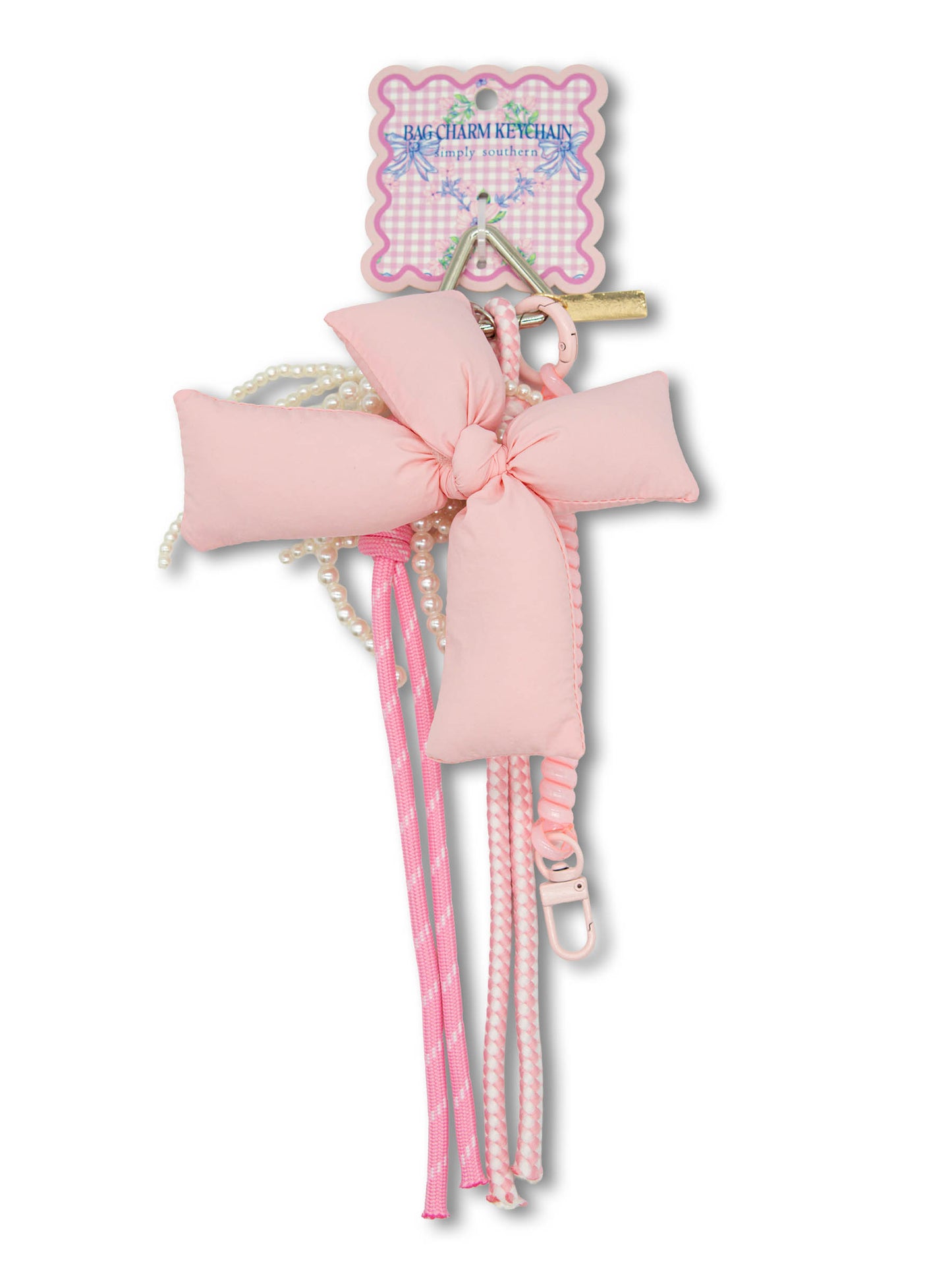 0126-BAG-CHARM-BOWS-PINK Simply Southern Pink Bow Bag Charm