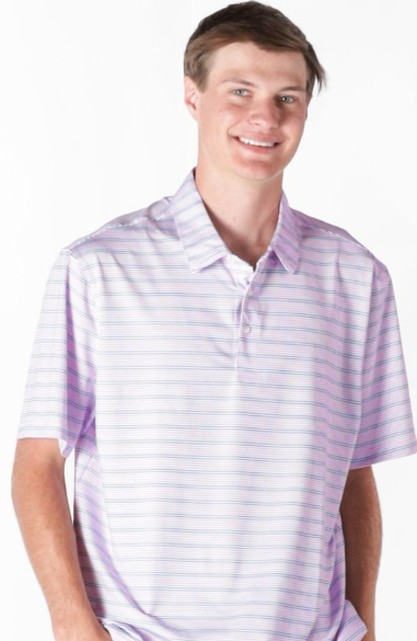 PP-0126-MN-POLO-STRIPE-PRPSTR Simply Southern Men's Purple Striped Polo