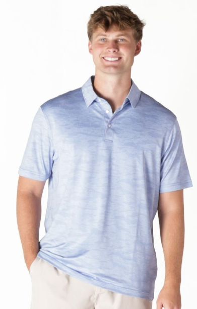 PP-0126-MN-POLO-JCQ-BLUE Simply Southern Men's Jacquard Polo