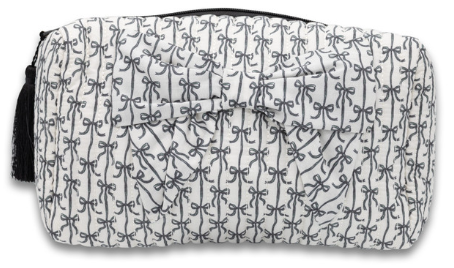 0126-BAG-QLTD-COSMO-BOW-BLKBOW Simply Southern Cosmetic Bag