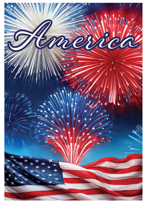 5848FM Custom Decor America Fireworks Garden Flag