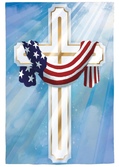 14S13580 Evergreen Flag Draped Cross Garden Flag