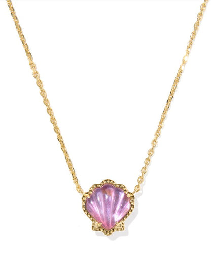 9608892098 Kendra Scott Brynne Shell Short Necklace in Gold Purple Iridescent Abalone Illusion