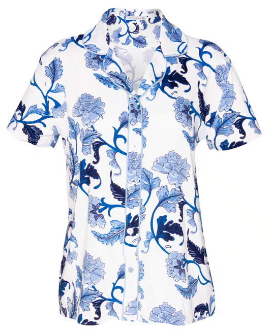 97709 Amanda Blu Blu Acanthus leaf PJ Top