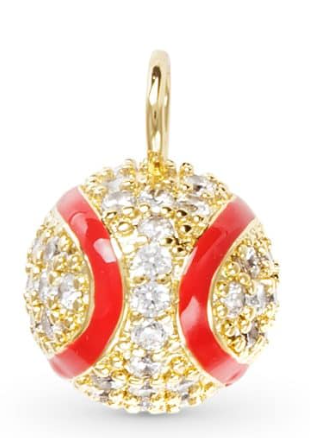 52400 Amanda Blu Gold Tone CZ Enamel Baseball Charm