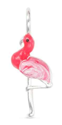 52372 Amanda Blu Silver Tone Enamel Pink Flamingo Charm