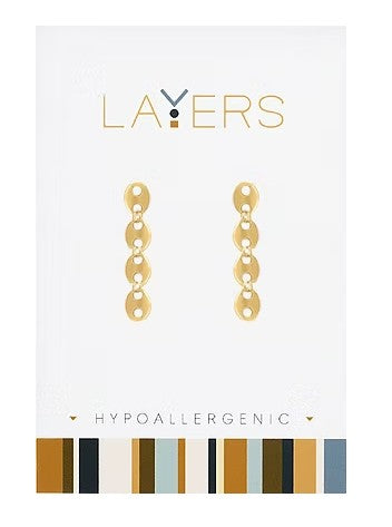 LAY-EAR126-G Layers Gold Tone Mariner Link Dangle Earrings