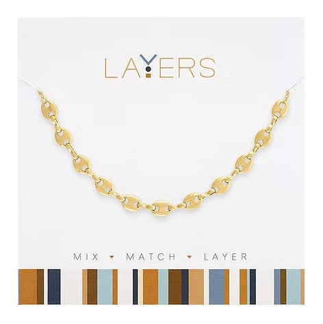 LAY-225G Layers Gold Mariner Link Chain Necklace