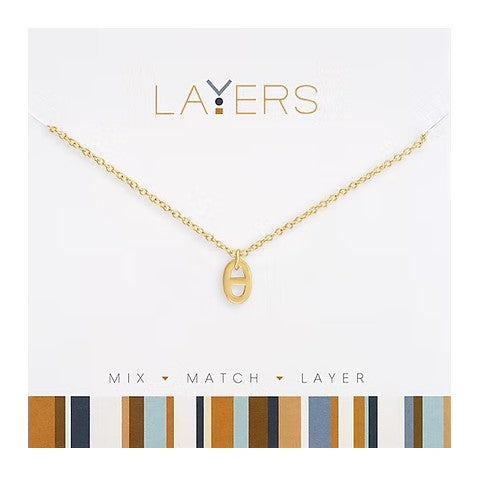 LAY-227G Layers Gold Tone Mariner Drop Necklace
