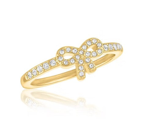 LAY-RING113G Layers Gold Tone Cubic Zirconia Bow Ring