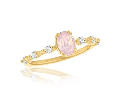 LAY-RING114G Layers Gold Tone Rose Water Opal Oval Ring