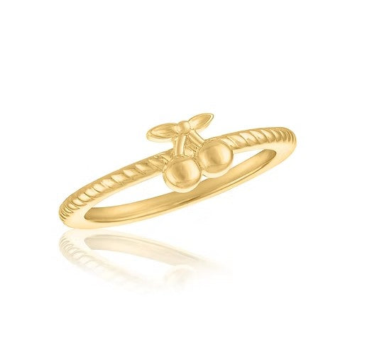 LAY-RING118 Layers Gold Tone Twist Cherry Ring
