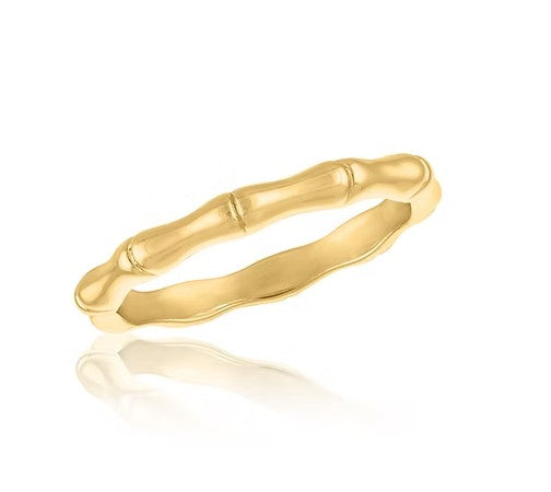 LAY-RING119G Layers Gold Tone Bamboo Ring