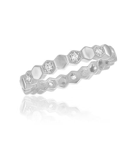 STK138 Stacks Honeycomb Eternity Silver Ring