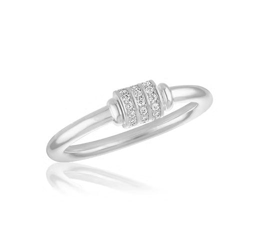 STK139 Stacks Cubic Zirconia Barrel Spin Silver Ring