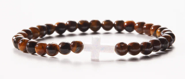 HW051 Holy Water Bracelet Tiger's Eye Cross Bracelet