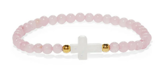 HW087 Holy Water Bracelet Rose Quartz Cross Bracelet