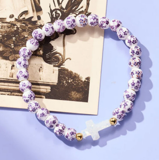HW164 Holy Water Bracelet Purple Porcelain Bracelet