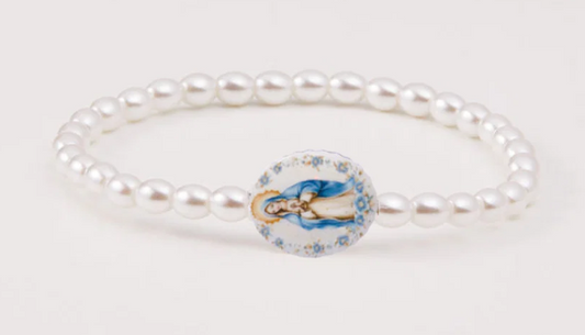 HW Holy Water Bracelet Miraculous Mary Crystal Pearl