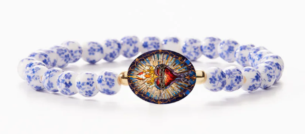 HW103 Holy Water Bracelet Porcelain Sacred Heart Bracelet