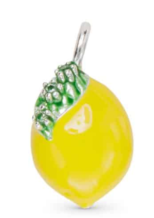 52389 Amanda Blu Silver Tone CZ Yellow Enamel Lemon Charm