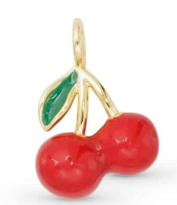 52393 Amanda Blu Silver Tone Enamel Red Cherries Charm