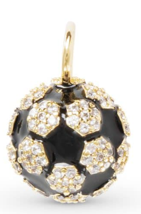 52457 Amanda Blu Gold Tone CZ Enamel Soccer Ball Charm