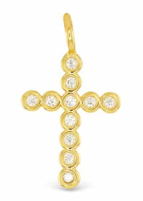 51690 Amanda Blu Gold Tone CZ Cross Charm