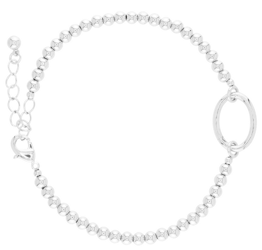 51556 Gold Tone Beaded Charm Clasp Bracelet