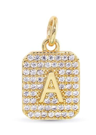 51665 Amanda Blu Gold Tone CZ Initial Charm