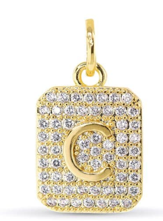 51665 Amanda Blu Gold Tone CZ Initial Charm