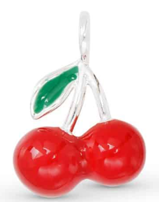 52393 Amanda Blu Silver Tone Enamel Red Cherries Charm
