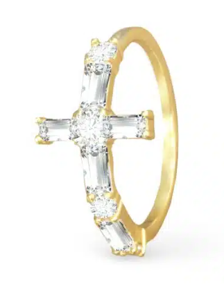 50127 Amanda Blu Gold Tone CZ Baguette Cross Ring