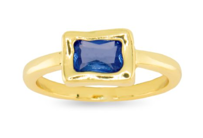 50982 Amanda Blu Gold Tone Sapphire CZ Ring