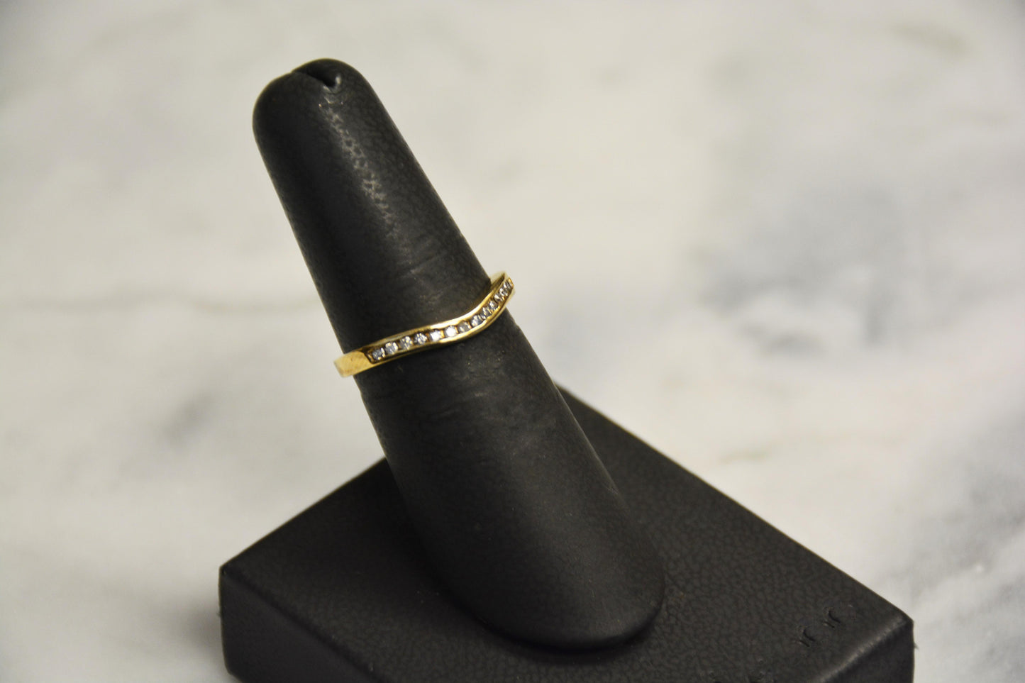 Ladies 10K Yellow Gold .15Ct Diamond Channel Set Curve Band