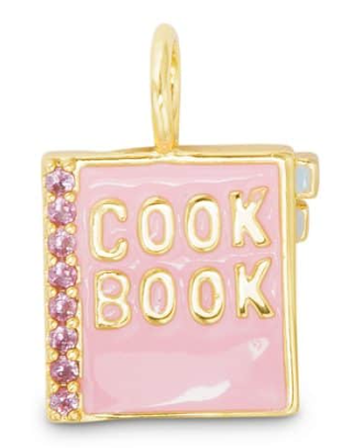 52382 Amanda Blu CZ Enamel Pink Cookbook Charm
