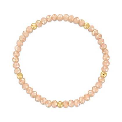 Mila-408 Mila Mix Metallic Blush with Gold Ball Stretchy Facet Bracelet