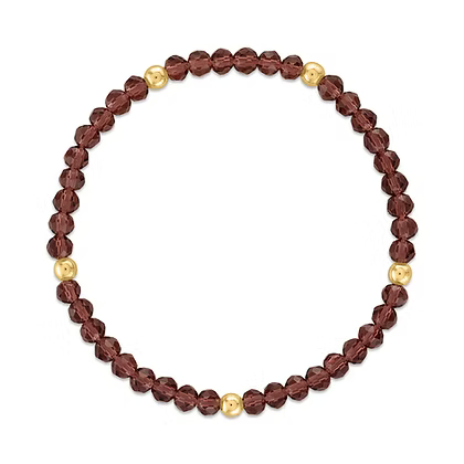 Mila-902 Mila Mix Purple Garnet Gold Ball Stretchy Bracelet