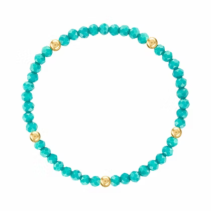 Mila-802 Mila Mix Turquoise with Gold Ball Stretchy Facet Bracelet