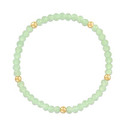Mila-700 Mila Mix Seafoam with Gold Ball Stretchy Facet Bracelet
