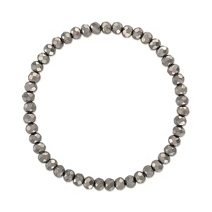 Mila-154 Mila Mix Smokey Metallic Gray Stretchy Facet Bracelet