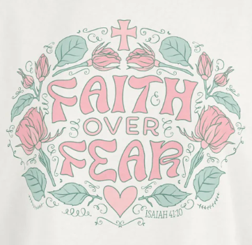 RDG61933FVF Royce Brand "Faith Over Fear" Oversized Tee White