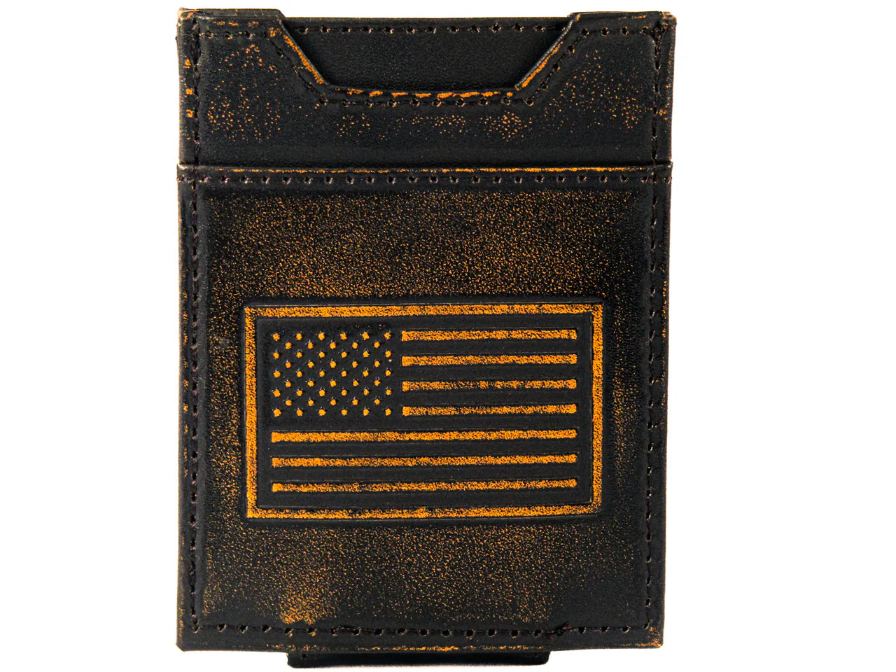 IWB5-USFG-BURN Zep-Pro Antiqued Burnished Front Pocket Wallet USA Flag