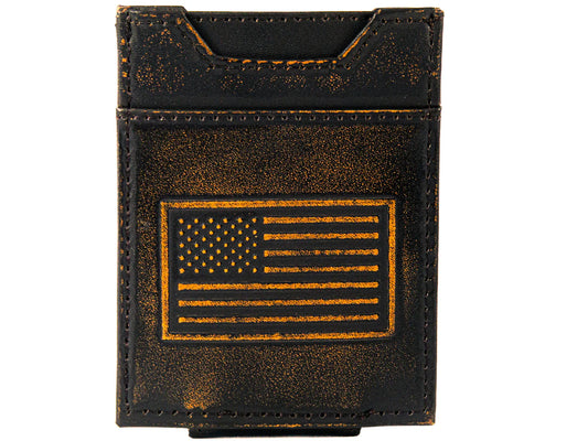 IWB5-USFG-BURN Zep-Pro Antiqued Burnished Front Pocket Wallet USA Flag
